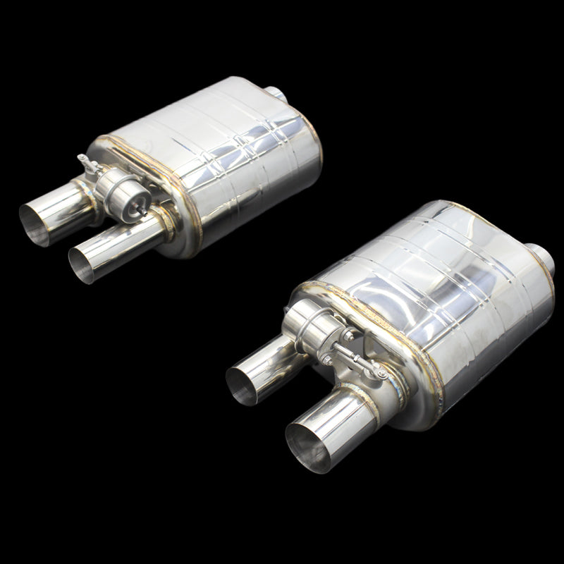 Two Universal Valved Mufflers with Dual Exits