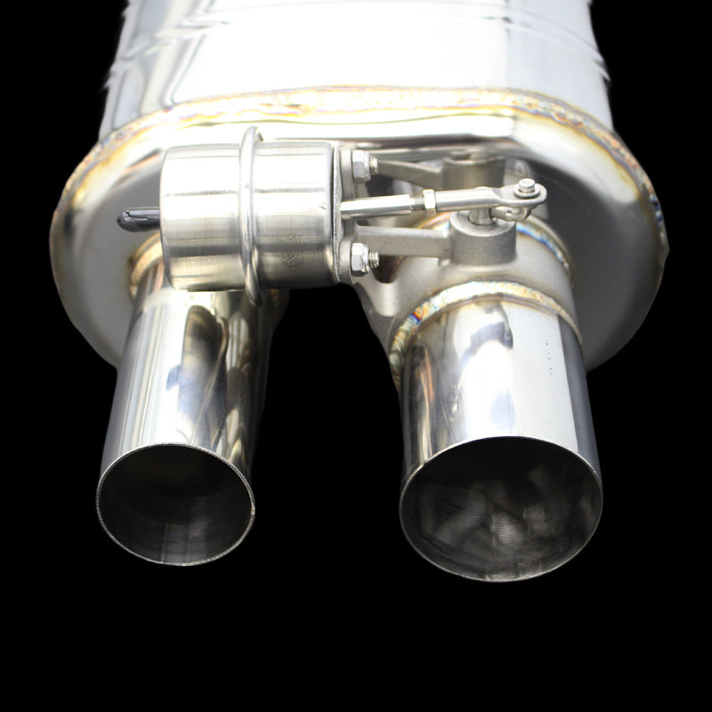 Single Universal Valved Muffler with Dual Exits